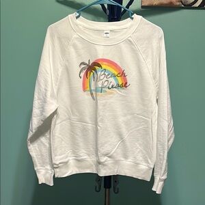 Old Navy White Crew Neck Sweater with Vibrant Graphic
